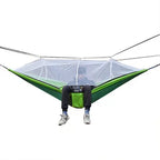 Outdoor hammock with mosquito net and storage bag