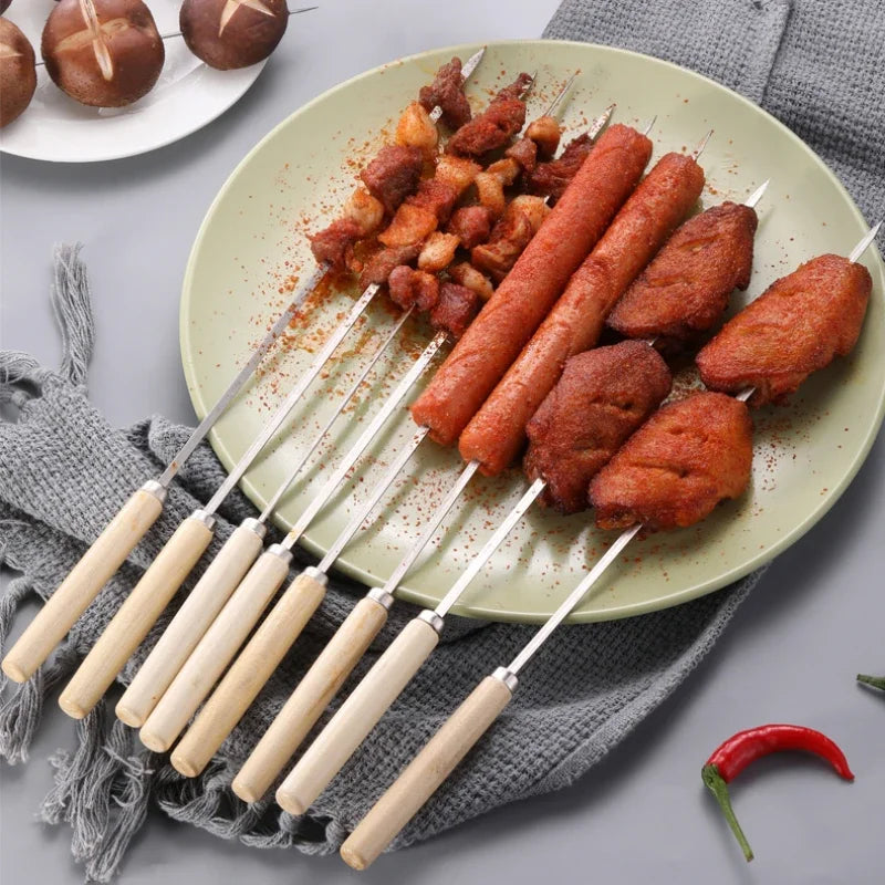 Grillspieße mit Holzgriff aus Edelstahl