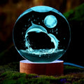 Crystal glass ball with 3D laser engraving & color-changing LED base