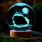 Crystal glass ball with 3D laser engraving & color-changing LED base