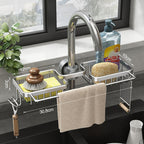 Faucet Kitchen Organizer – Sponge, Brush & Towel Bar in One