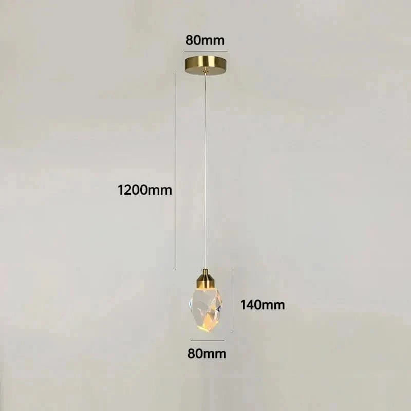 Crystal LED pendant light with faceted lampshade