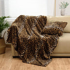 Fleece Throw Blanket with Leopard Print