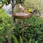 Birdbath with decorative metal spike – Vintage copper look
