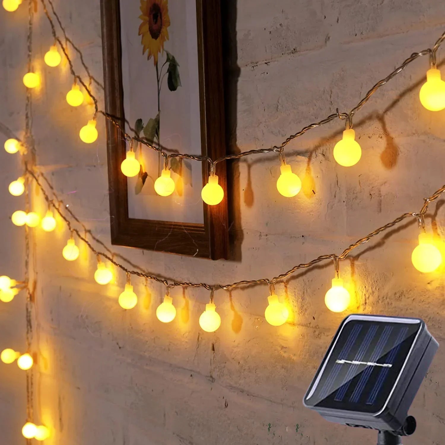 Solar-Lichterkette für Außen mit warmweißem und buntem Licht