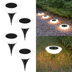 Solar ground light with 14 LEDs and 360° ground illumination – Set of 4