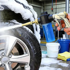 Expandable garden hose with high-pressure spray gun – Expands to 3 times its length