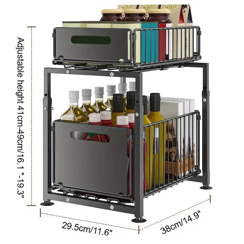 Ausziehbarer Küchenschrank-Organizer 2-stufig