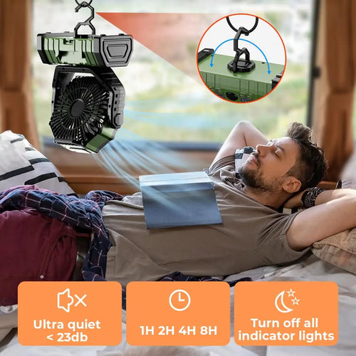 Camping fan with 20,000mAh battery and LED light