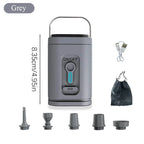 Mini air pump USB-C rechargeable with 5 nozzles
