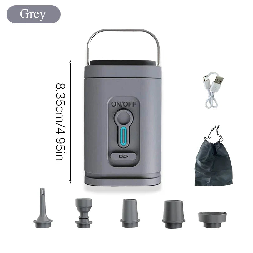 Mini air pump USB-C rechargeable with 5 nozzles