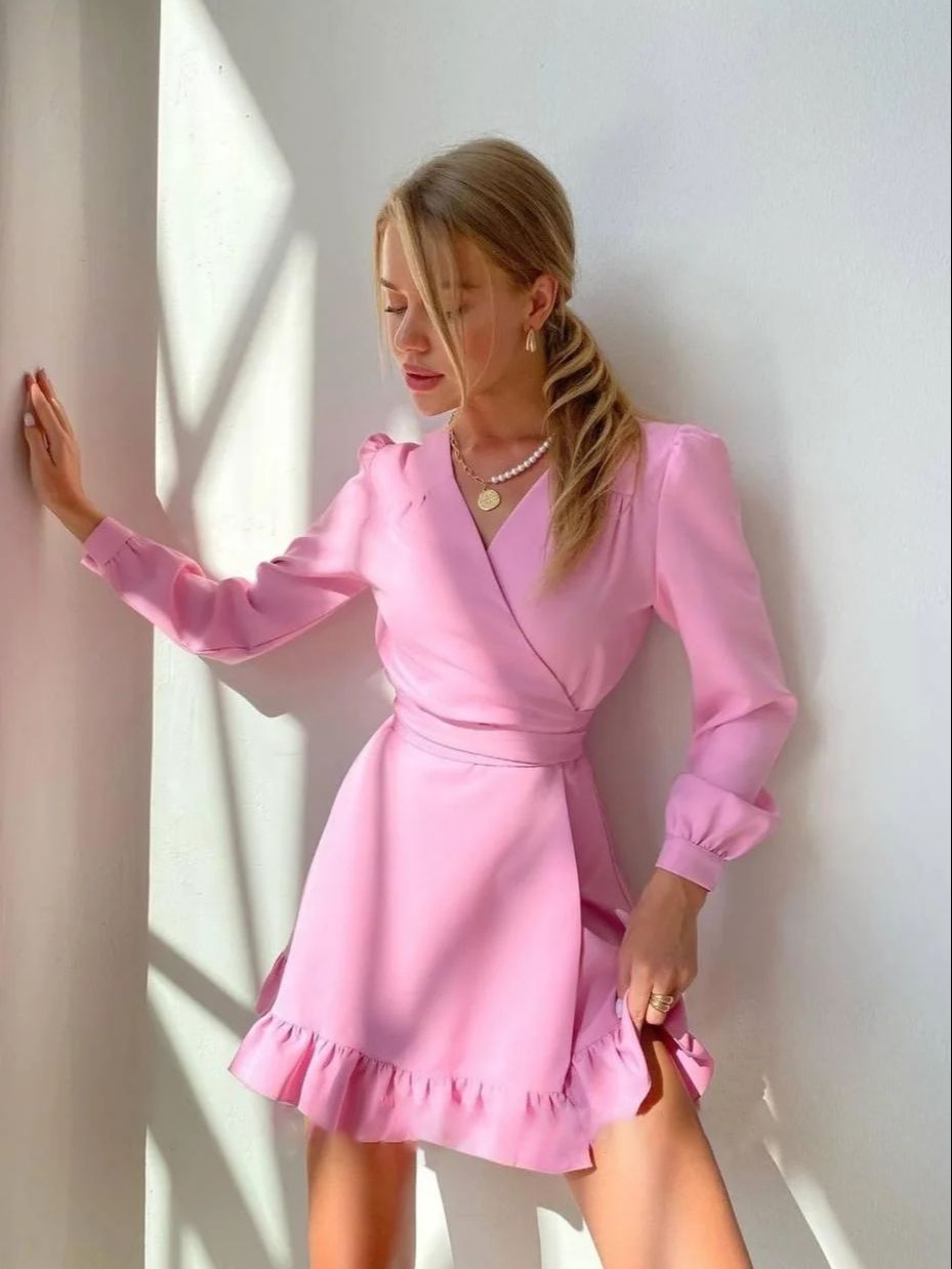 Wickelkleid A-Linie mit V-Ausschnitt
