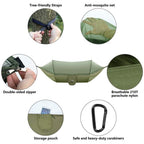 Outdoor hammock with mosquito net and sunshade