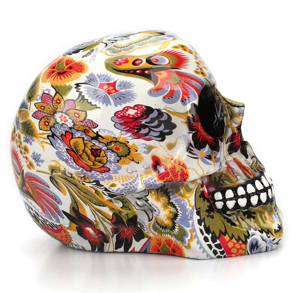 Decorative skull with Mexican floral pattern