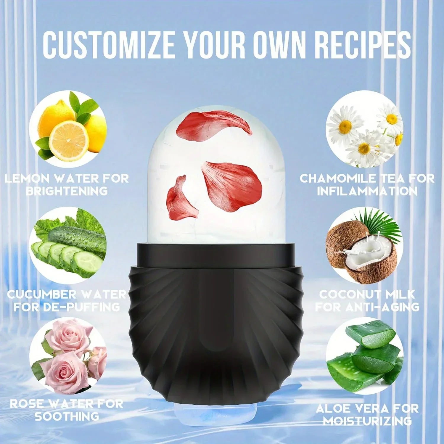 Facial Ice Roller Silicone with Storage – Reusable