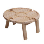 Foldable Wooden Picnic Table with Wine Glass Holders & Bottle Holder