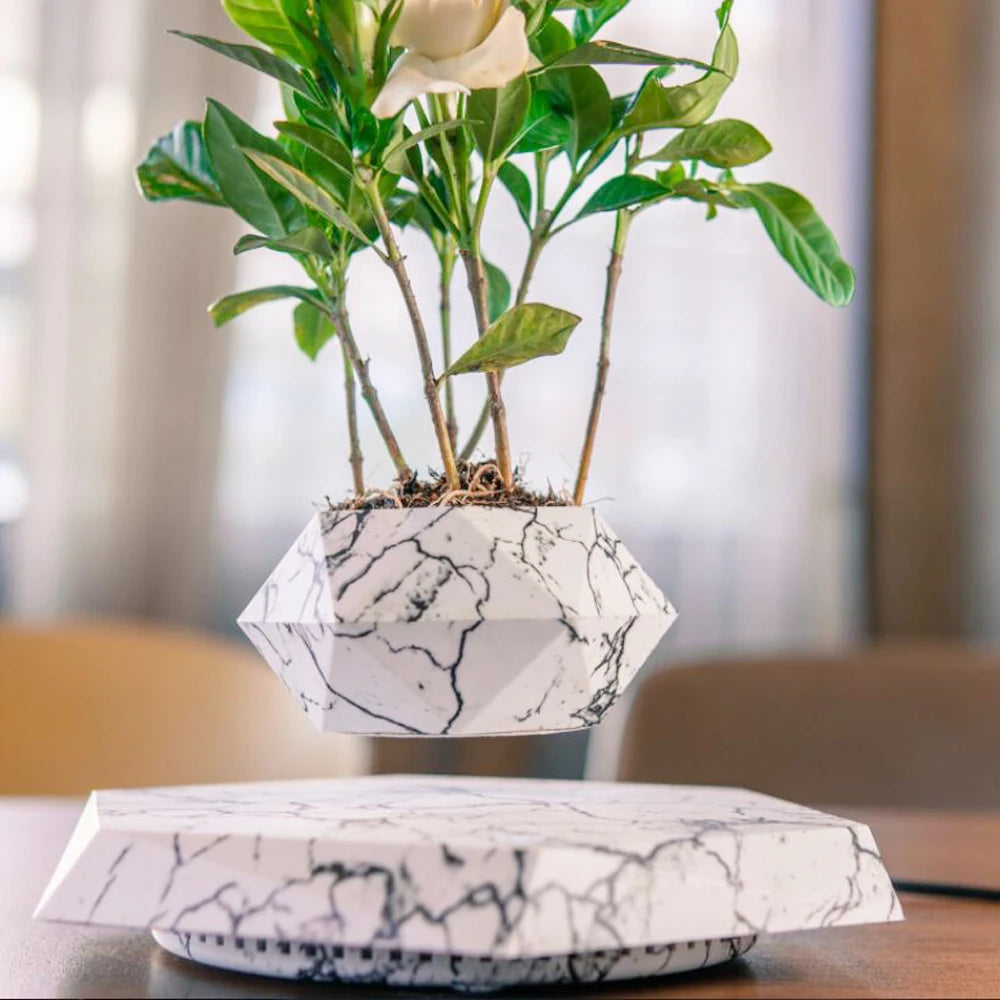 Floating flower pot with 360° rotation – Modern home accessory