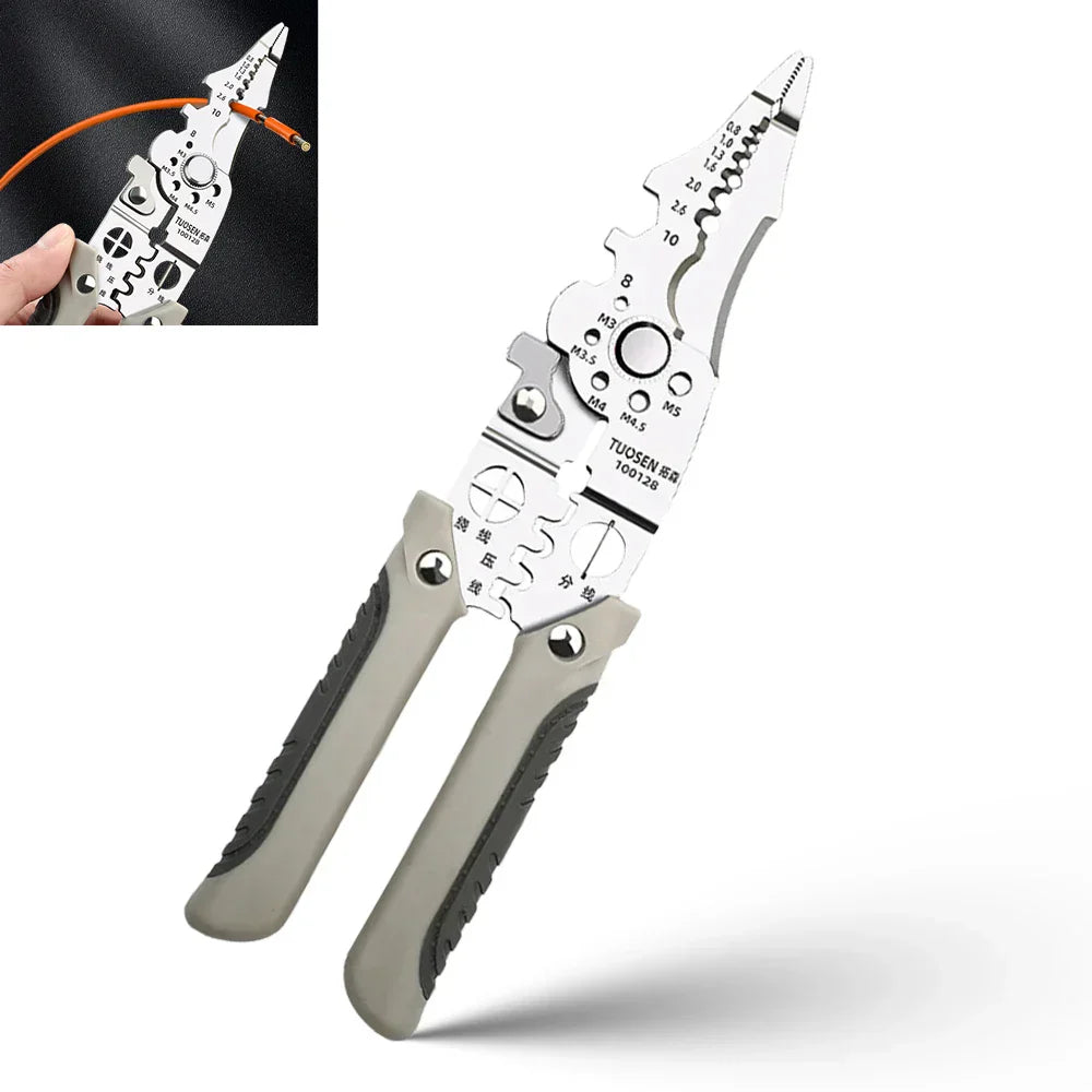 Multifunctional wire stripper with crimping function