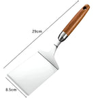 Square spatula with wooden handle – Precise flipping for grill and pan