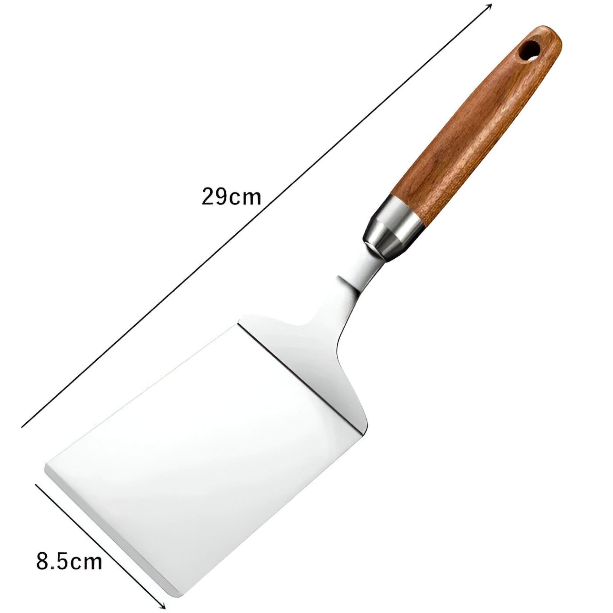 Square spatula with wooden handle – Precise flipping for grill and pan