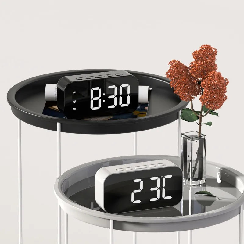 LED alarm clock with dual alarm and temperature display