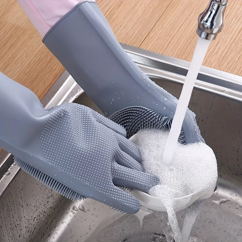 Silikon-Spülhandschuhe mit Reinigungsborsten