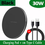 Drahtlose Ladestation 30W mit LED-Ring und USB-C-Kabel