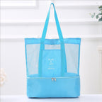 2-in-1 beach bag with insulated cooler compartment