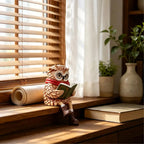 Owl edge-sitter figurine with book, glasses and scarf – 15 cm