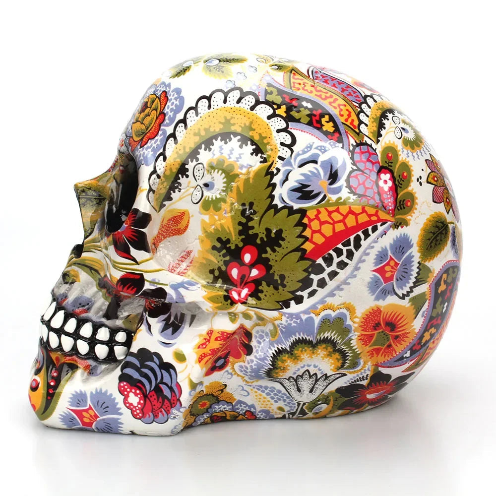 Decorative skull with Mexican floral pattern