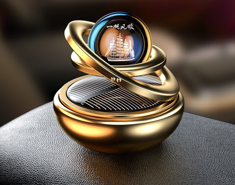 Solar Car Air Freshener – Rotating Orbital Design with Scent Stone