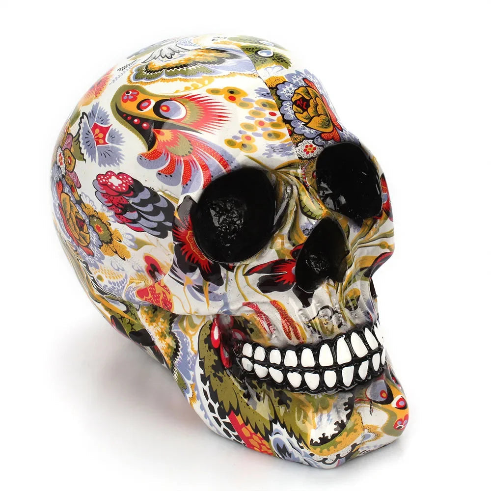 Decorative skull with Mexican floral pattern