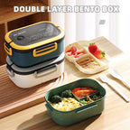 Bento-Box 2-stufig mit Löffel und Gabel, 1200 ml