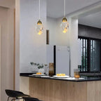 Crystal LED pendant light with faceted lampshade