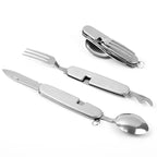 Foldable Camping Cutlery – Fork, Spoon, Knife & Opener in One