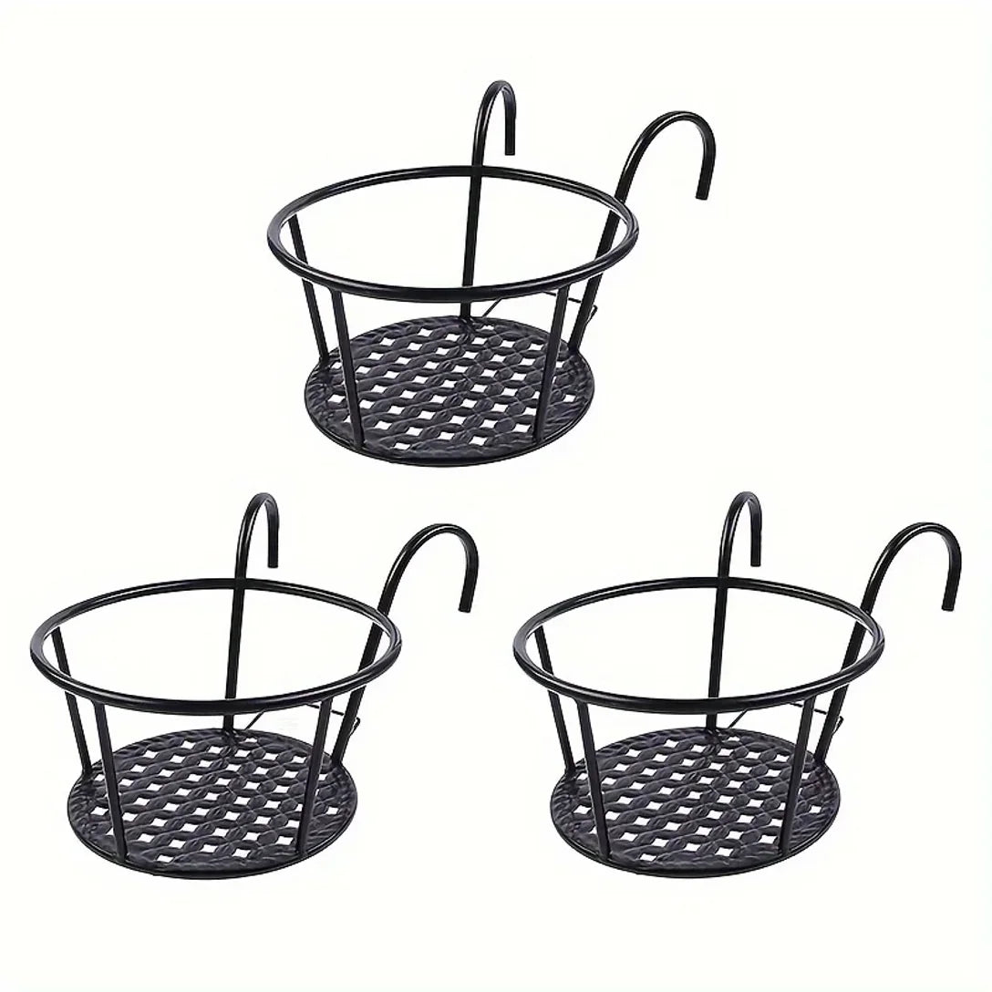 Hängende Balkon-Topfhalter mit Haken – 3er-Set