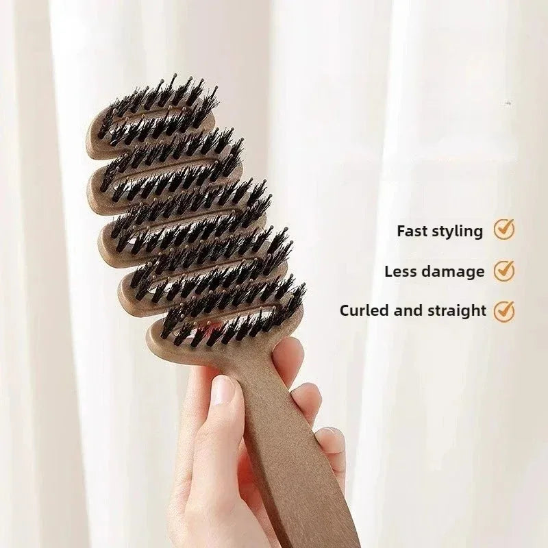Hairbrush with Wild Boar Bristles and Ergonomic Handle