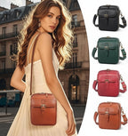 Leather-Look Crossbody Bag with Buckle Detail – Multiple Compartments