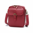 Leather-Look Crossbody Bag with Buckle Detail – Multiple Compartments