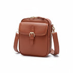 Leather-Look Crossbody Bag with Buckle Detail – Multiple Compartments