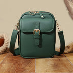 Leather-Look Crossbody Bag with Buckle Detail – Multiple Compartments