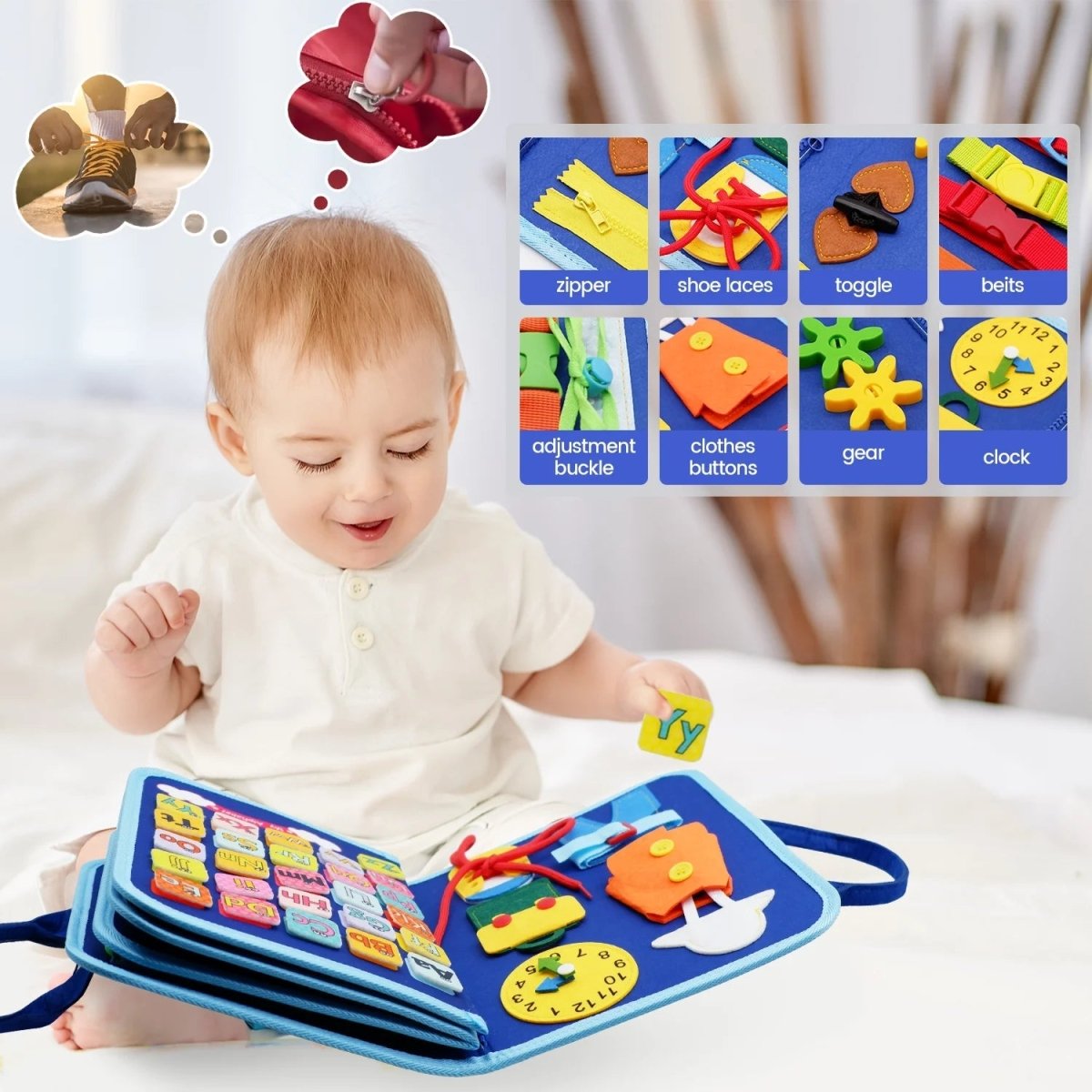 Montessori Sensory Board with 15 Activities