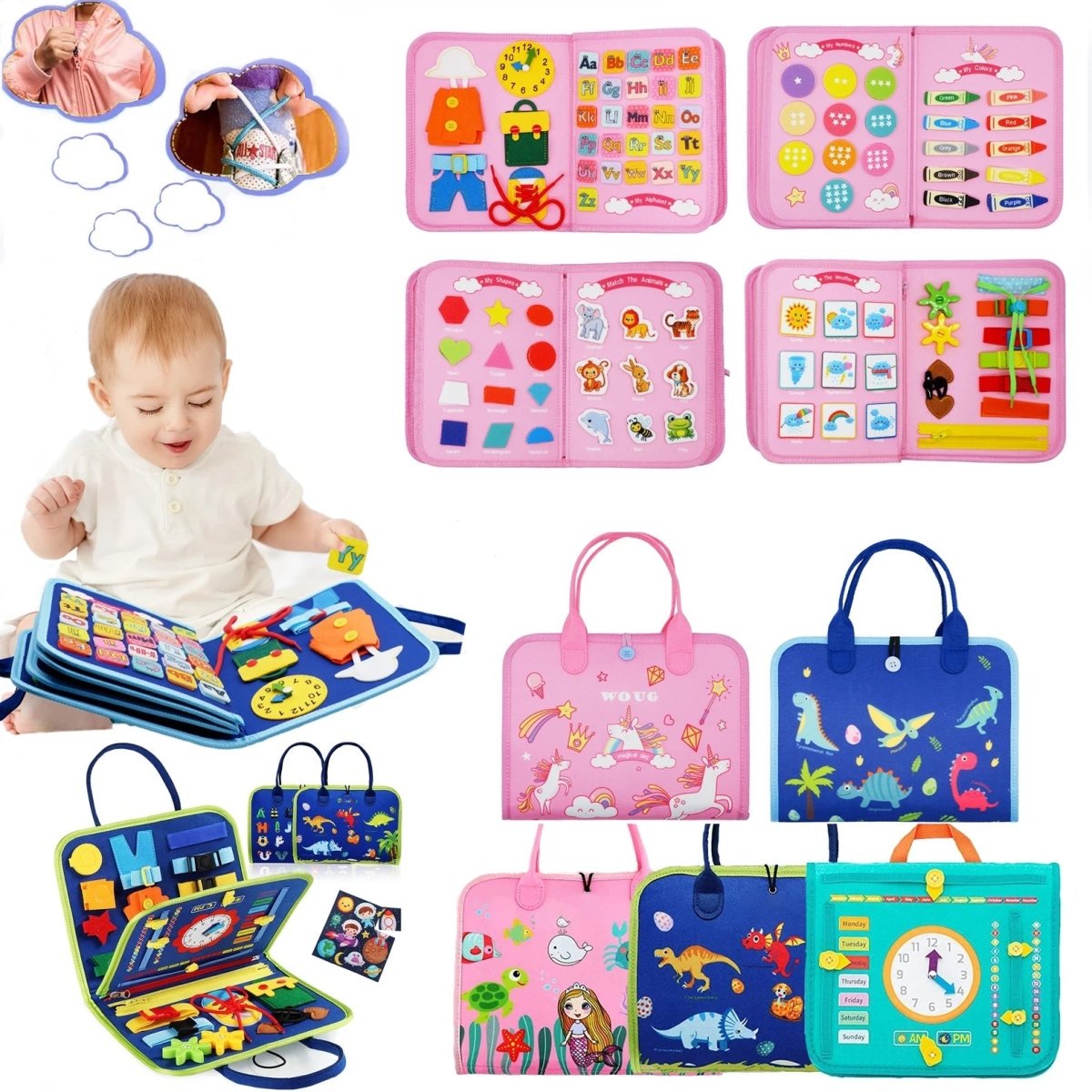 Montessori Sensory Board with 15 Activities