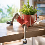 Blumentopf sitzende Beine Figur Deko