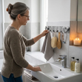 Self-adhesive wall hook strip with foldable hooks – no drilling needed