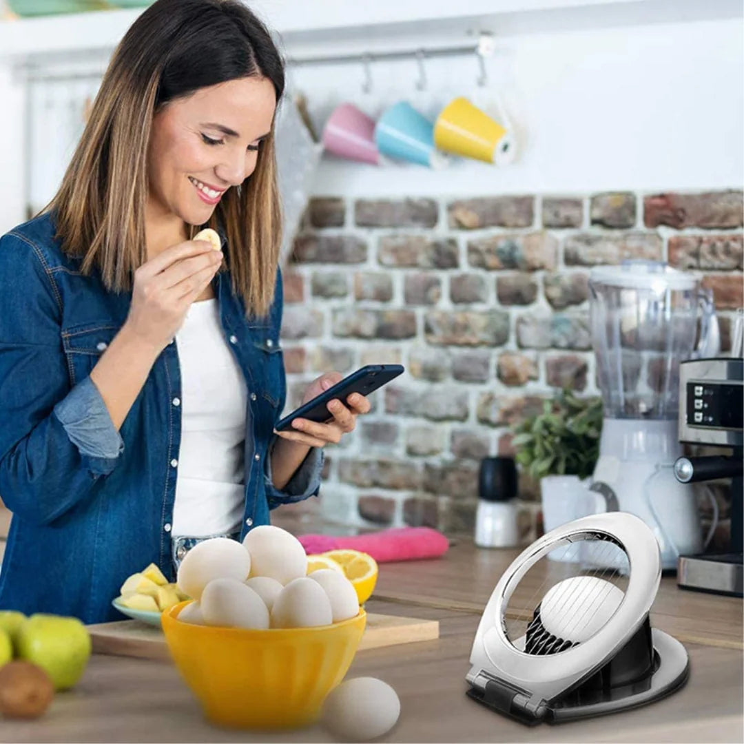 Stainless Steel Egg Slicer – Slices, Halves & Quarters in One