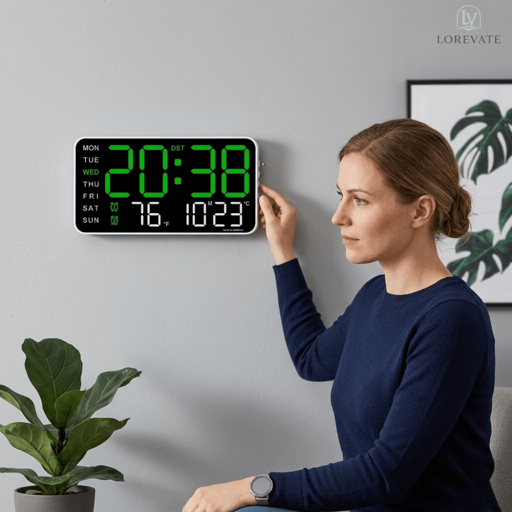 LED Wanduhr mit digitalem Display