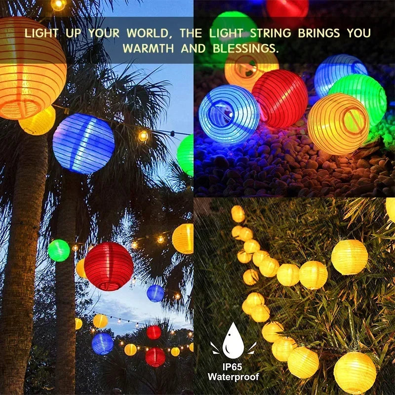 Solar lantern string lights with LED – IP65 waterproof