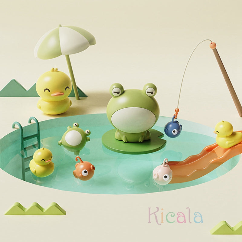 Water play table with fountain and toys