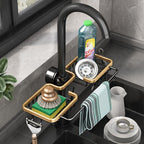 Faucet Kitchen Organizer – Sponge, Brush & Towel Bar in One